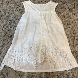 Adiva White Lace Trim Blouse